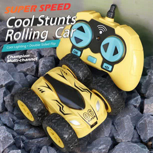  ماشین کنترلی چرخشی 360 درجه زرد Car 360 Degree Flip Remote Control Cars مقیاس 1:32_اسباب بازی